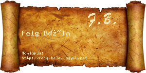 Feig Béla névjegykártya